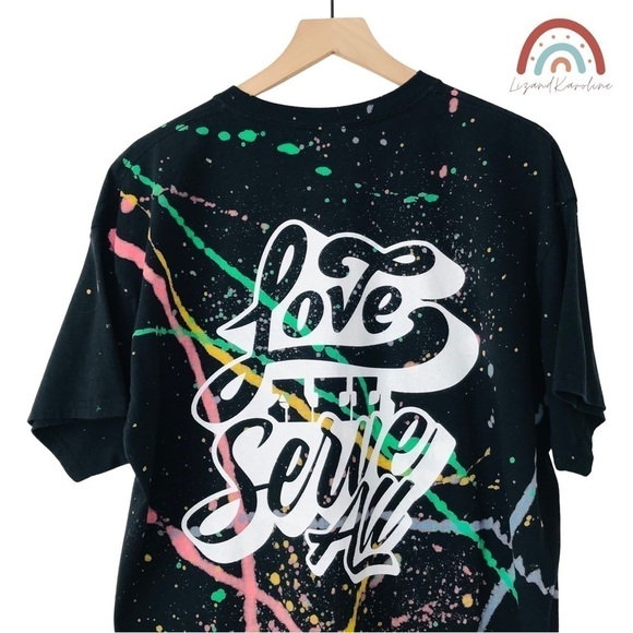 Taco Villa Splatter Tee Tie Dye Love Serve All T-Shirt Top - Picture 4 of 8
